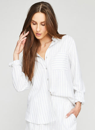Gentle Fawn Portia Button Up Shirt in White Stripe