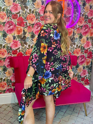 Joseph Tassoni Black Floral Silk Kimono