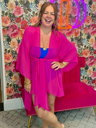 Joseph Tassoni Fuschia Silk Butterfly Kimono