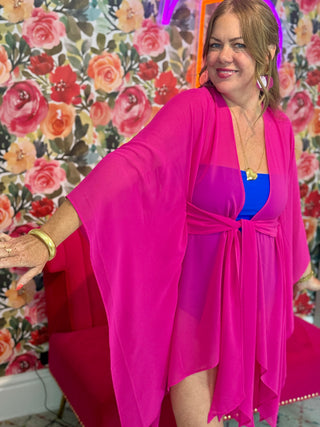 Joseph Tassoni Fuschia Silk Butterfly Kimono