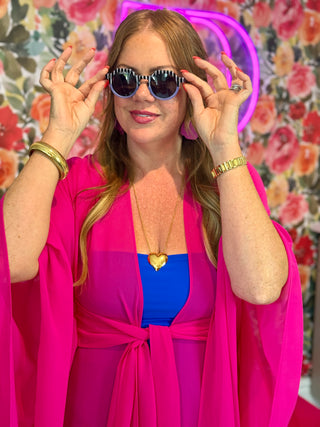 Joseph Tassoni Fuschia Silk Butterfly Kimono