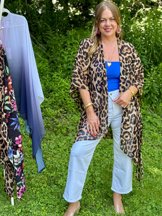 Joseph Tassoni Leopard Silk Butterfly Kimono