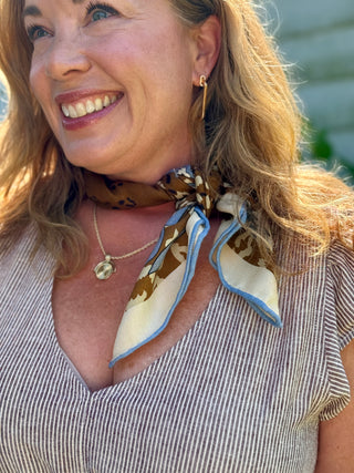 FRNCH Reversible Tanaisie Scarf in Leopard Ochre