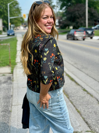 Poplin & Co Rainy Field 3/4 Sleeve Blouse