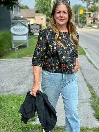 Poplin & Co Rainy Field 3/4 Sleeve Blouse