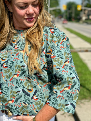Poplin & Co Winter 3/4 Sleeve Birds Blouse