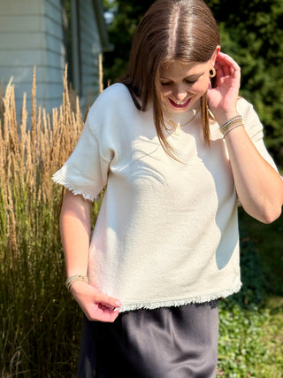 Pistache Fringe Crew Knit