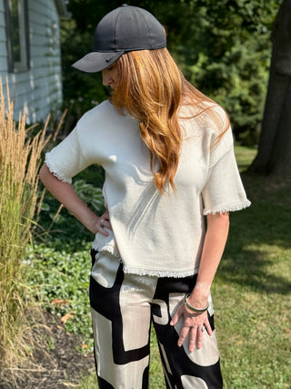 Pistache Fringe Crew Knit