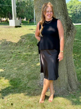 Pistache Satin Slip Skirt