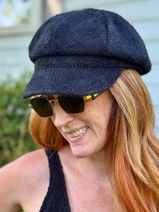 Lyla + Luxe Baker Boy Hat in Black