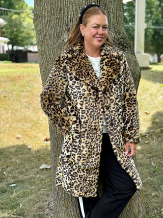 Lyla + Luxe Faux Fur Leopard Coat