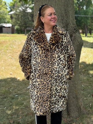 Lyla + Luxe Faux Fur Leopard Coat