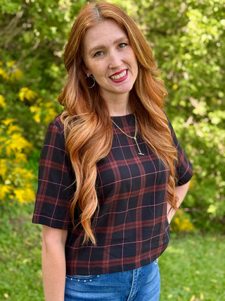 Chlo by Cokluch Soul Love Top in Burgundy Plaid