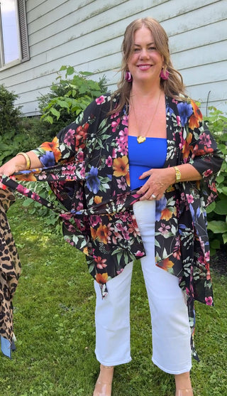 Joseph Tassoni Black Floral Silk Kimono