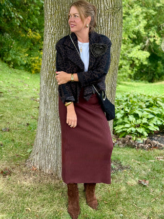 Paper Label Afiya Silk Rib Skirt