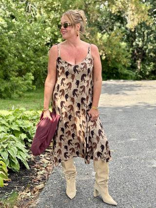 Hilary MacMillan Tiger Print Midi Dress
