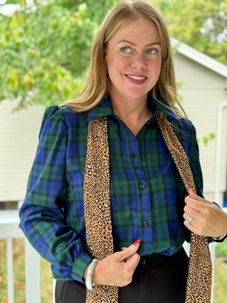 Lele de Baltzac Zoe Navy Tartan Blouse