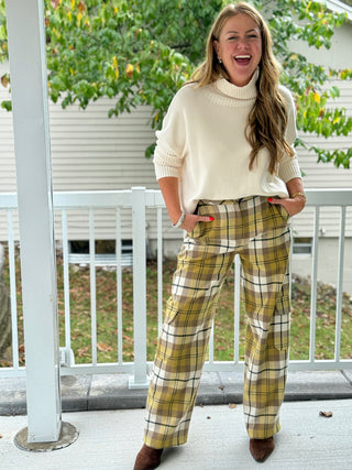 Hilary MacMillan Olive Oil Plaid Cargo Pant