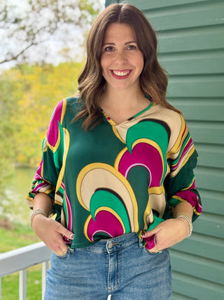 Astrid Retro Swirl Blouse