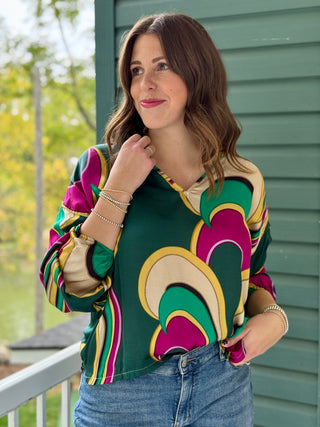 Astrid Retro Swirl Blouse