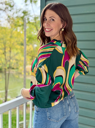 Astrid Retro Swirl Blouse