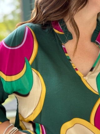 Astrid Retro Swirl Blouse