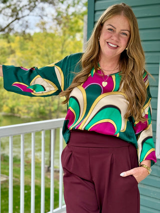 Astrid Retro Swirl Blouse