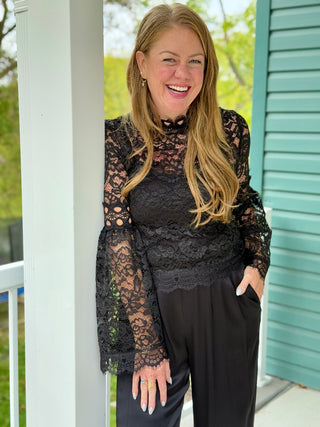 Astrid Black Lace Top