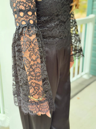 Astrid Black Lace Top