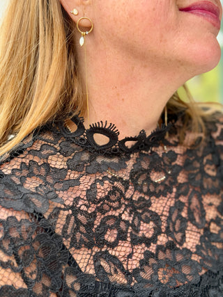 Astrid Black Lace Top