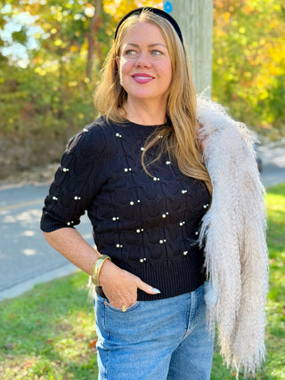 Astrid Pearl & Cableknit Pullover