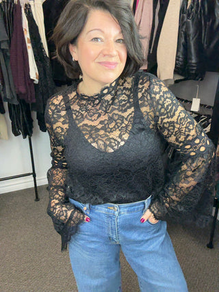 Astrid Black Lace Top