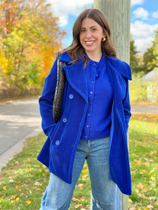 Pure Essence Ribbed Peacoat in Baltic Blue