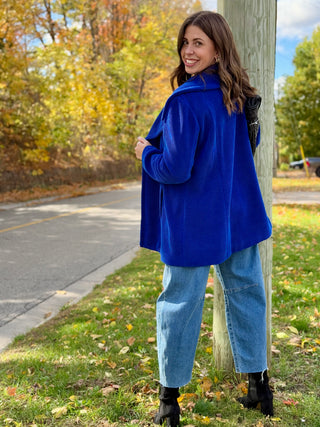 Pure Essence Ribbed Peacoat in Baltic Blue