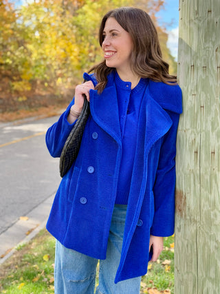 Pure Essence Ribbed Peacoat in Baltic Blue
