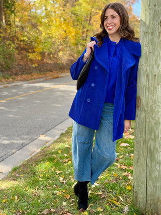Pure Essence Ribbed Peacoat in Baltic Blue