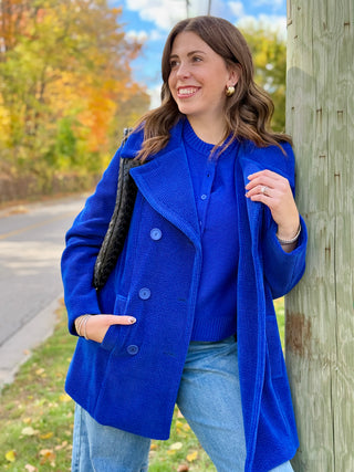 Pure Essence Ribbed Peacoat in Baltic Blue