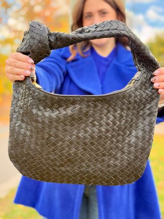 Risa Woven Leather Hobo Bag