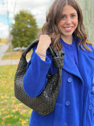 Risa Woven Leather Hobo Bag