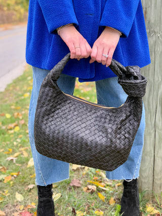 Risa Woven Leather Hobo Bag
