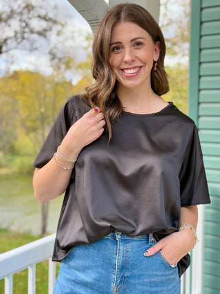 Pistache Flutter Sleeve Satin Blouse