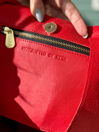 Risa Knot Red Leather Shoulder Bag