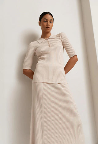 Paper Label Leona Rib Polo in Soy Milk