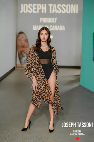 Joseph Tassoni Leopard Silk Butterfly Kimono