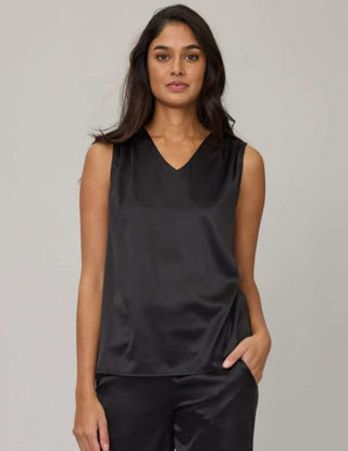 Pistache Satin Draped V-Neck