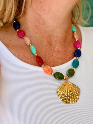 Shell Glass Bead Necklace