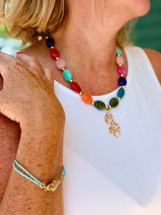 Coral Glass Bead Necklaces