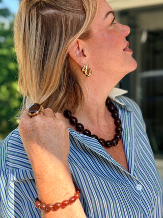 Pilgrim Still Necklace Brown & Gold