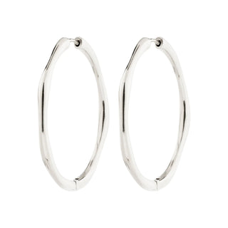 Pilgrim Haze Silver Hammered Hoop Earring