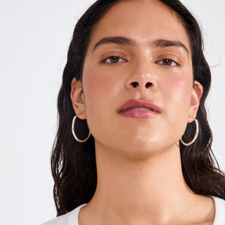 Pilgrim Haze Silver Hammered Hoop Earring